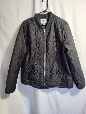 Old Navy Quilted Bomber Jacket - Black, Size XL